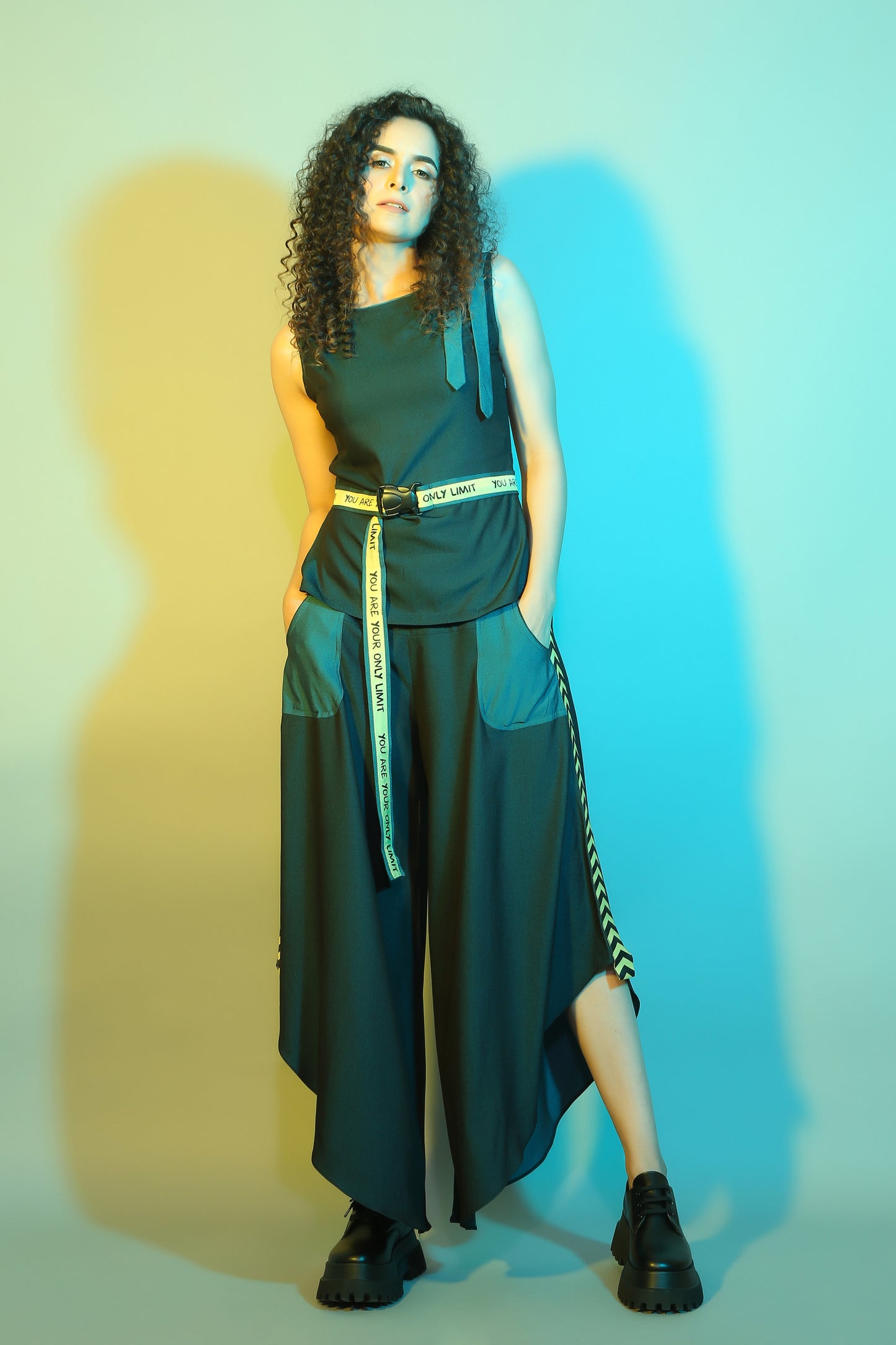 Peplum Top And Flare Pants set