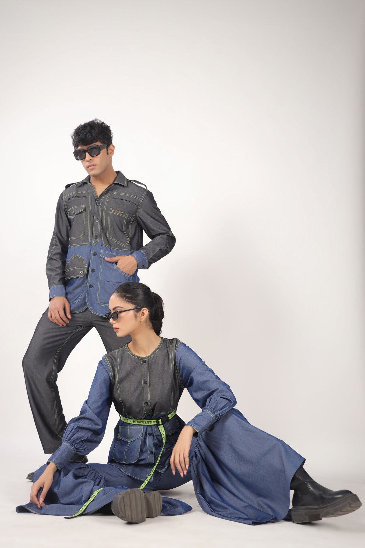 Obsessed Top with belt and Denim Sharara