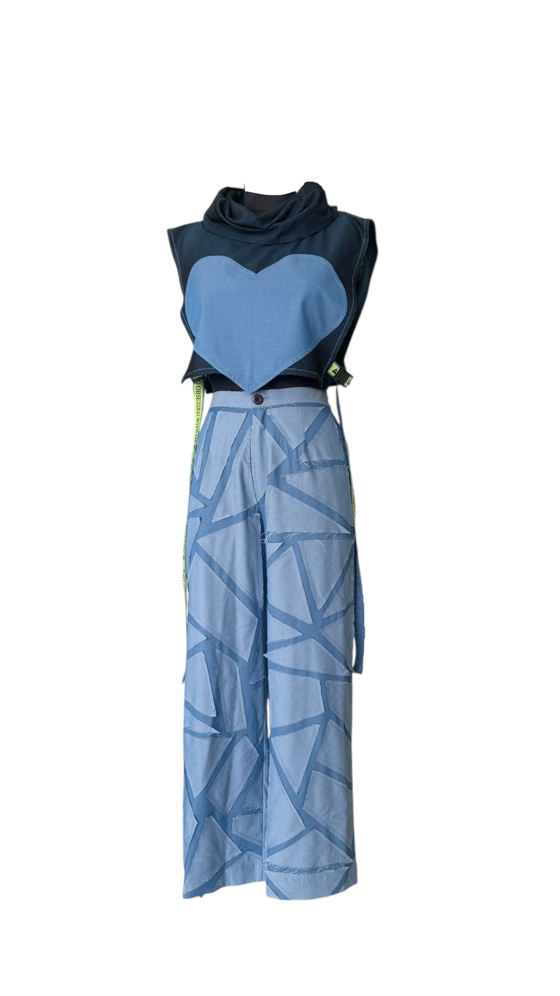 3D Patch Pants and heart bib top