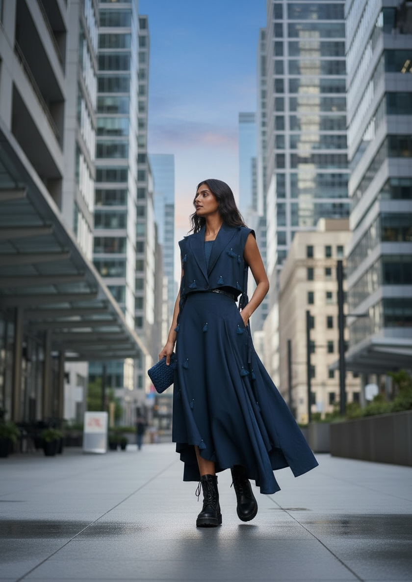 Tassel jacket and skirt set