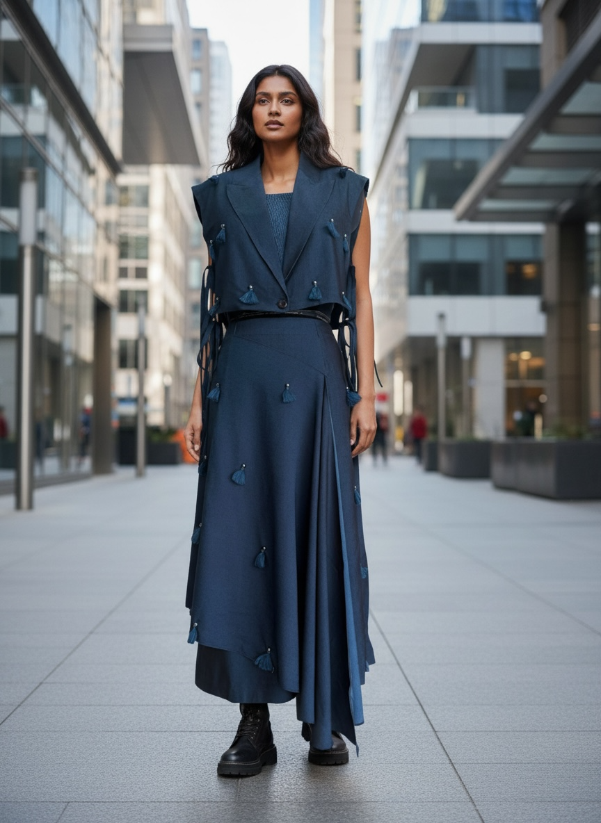 Tassel jacket and skirt set