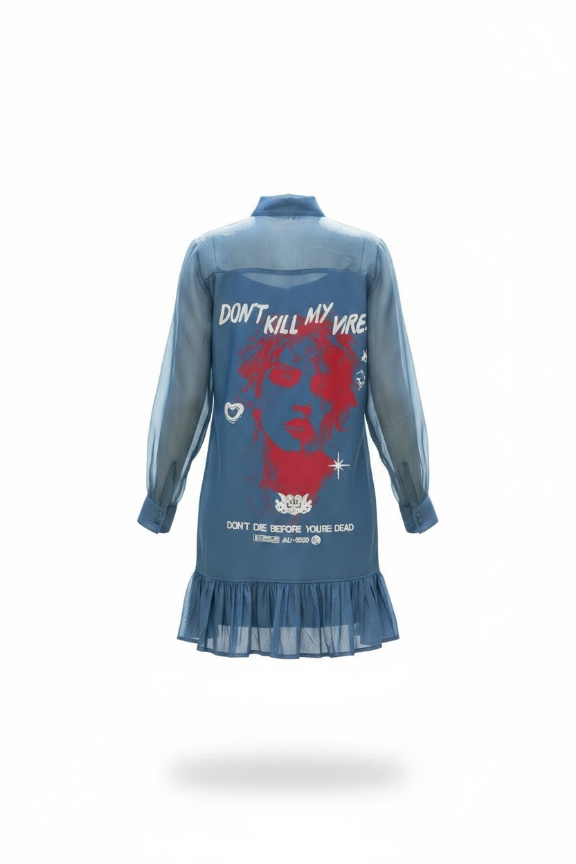 Printed Denim Dress