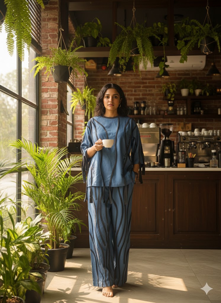 Fluid stripe tee shirt and cargo set