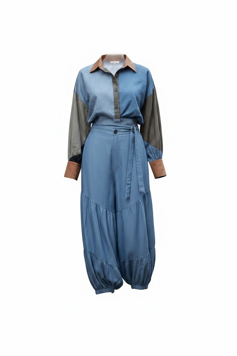 Denim Tiered Pants