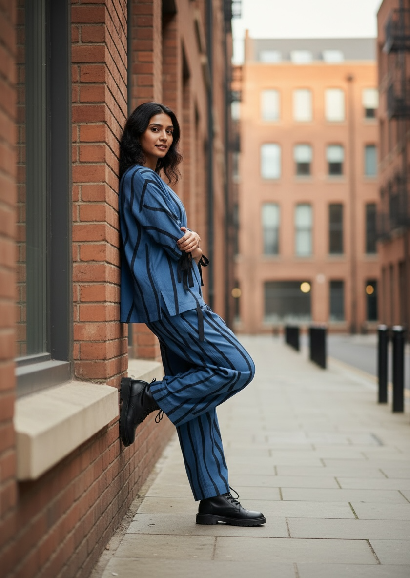 Fluid stripe tee shirt and cargo set