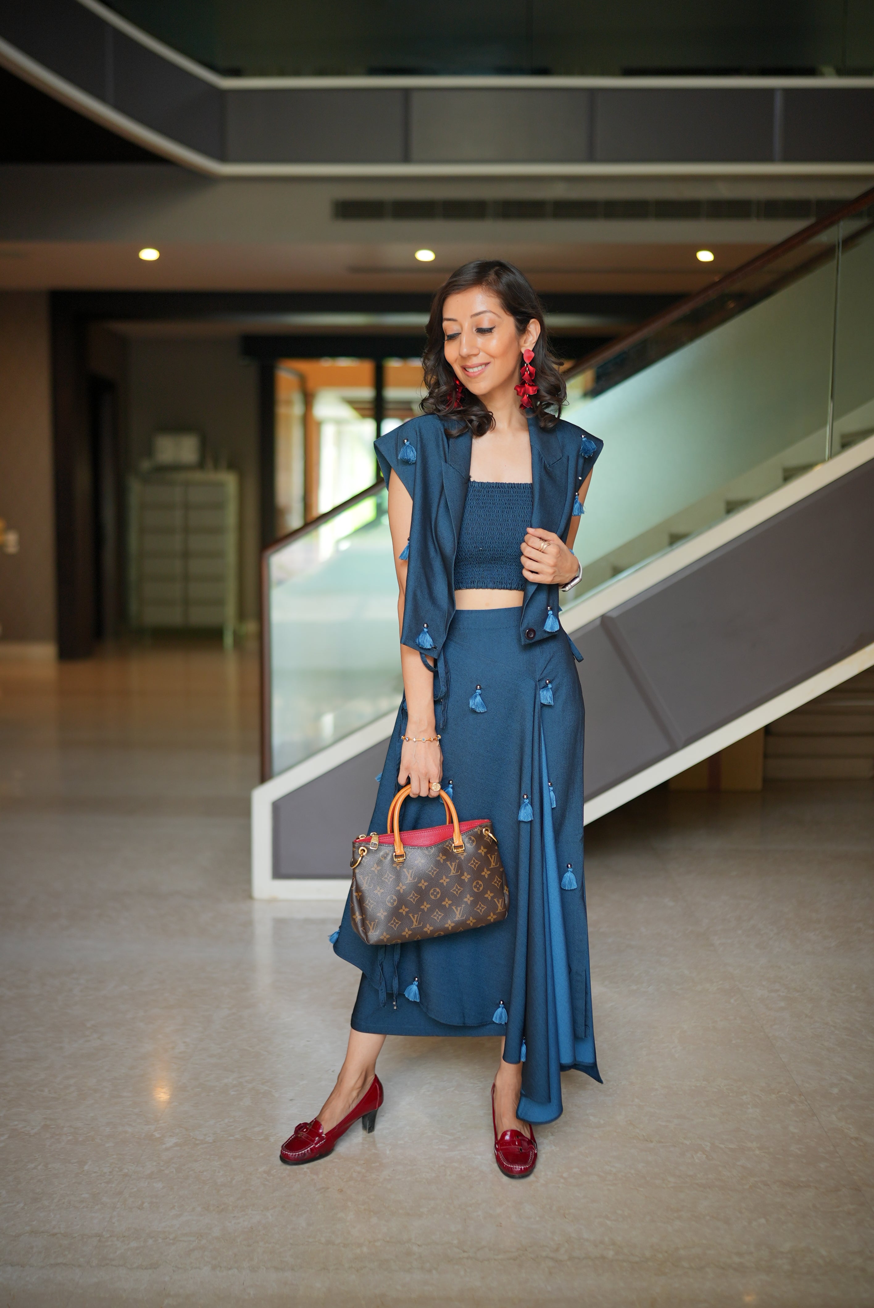 Tassel jacket and skirt set