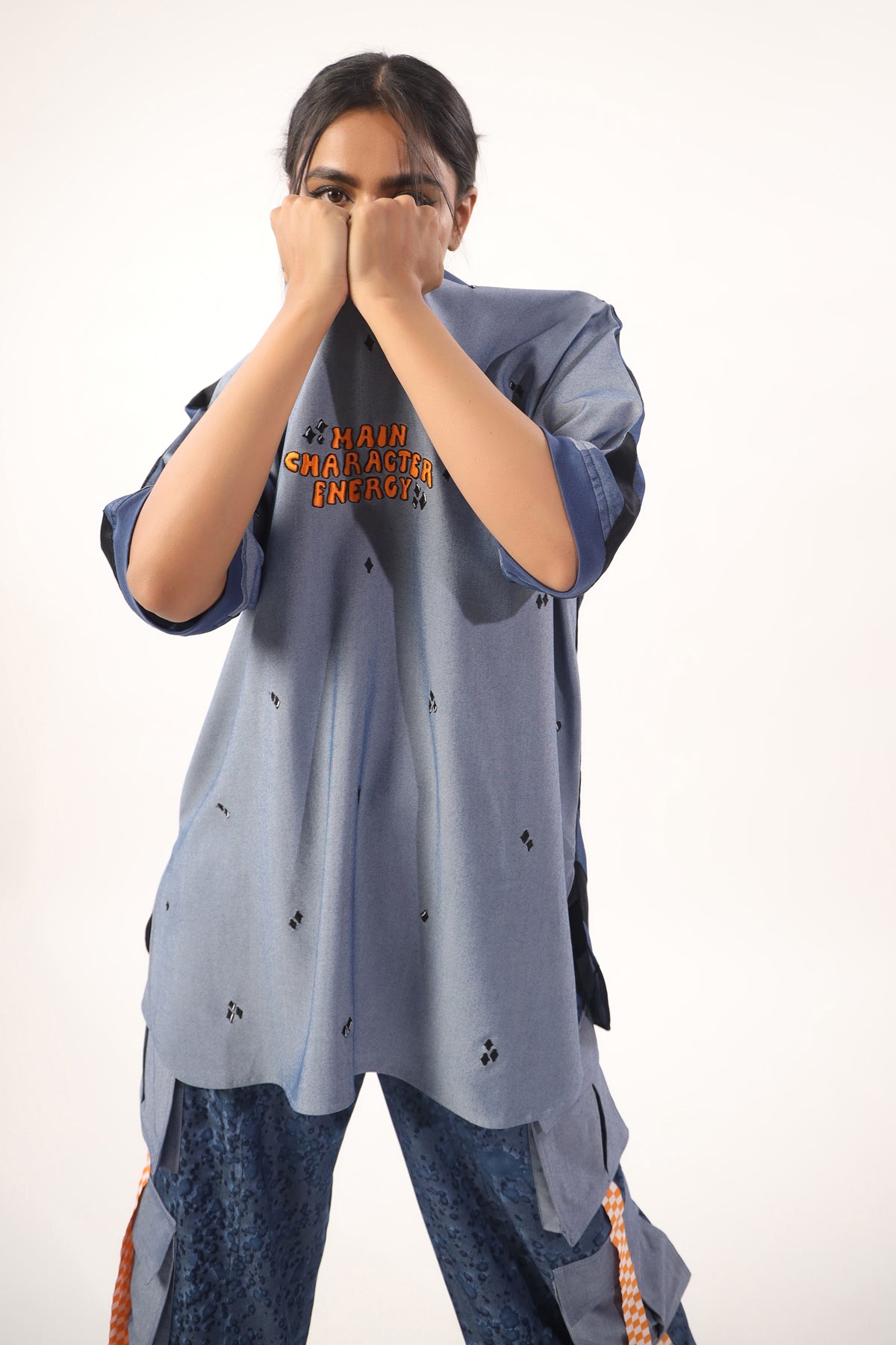 Main character top and cargo pants