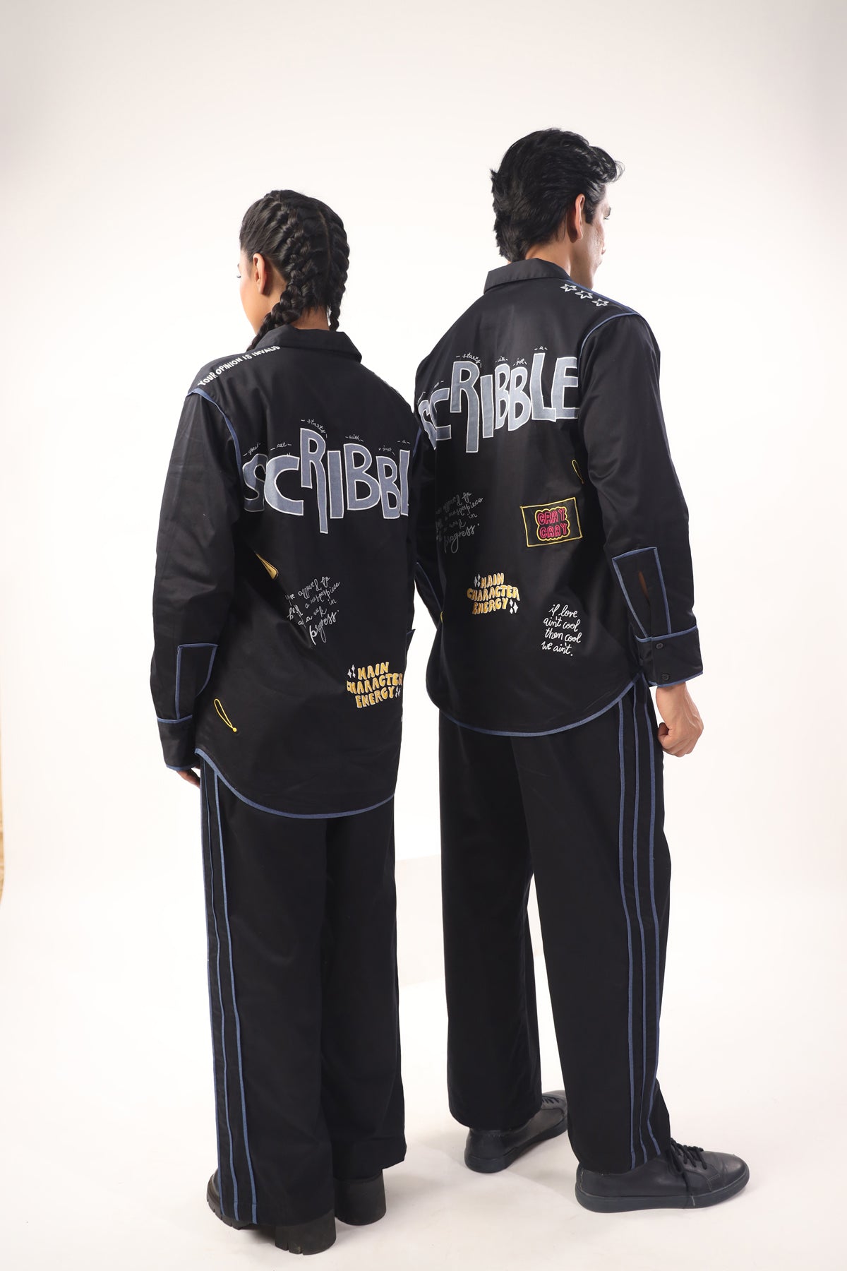 Scribbled shirt and pant set