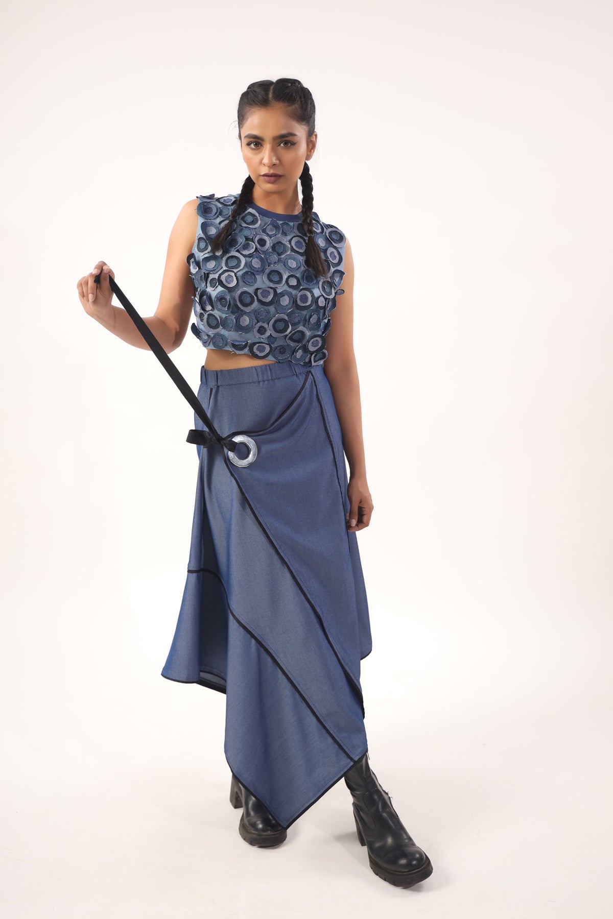 Andmary heart hip denim skirt S