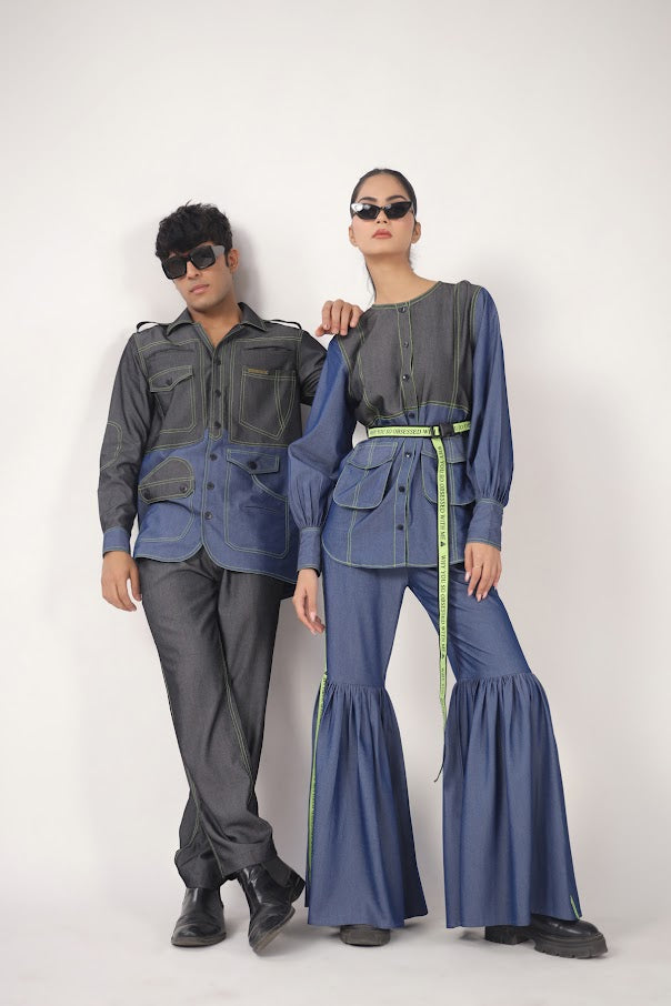 Obsessed Top with belt and Denim Sharara