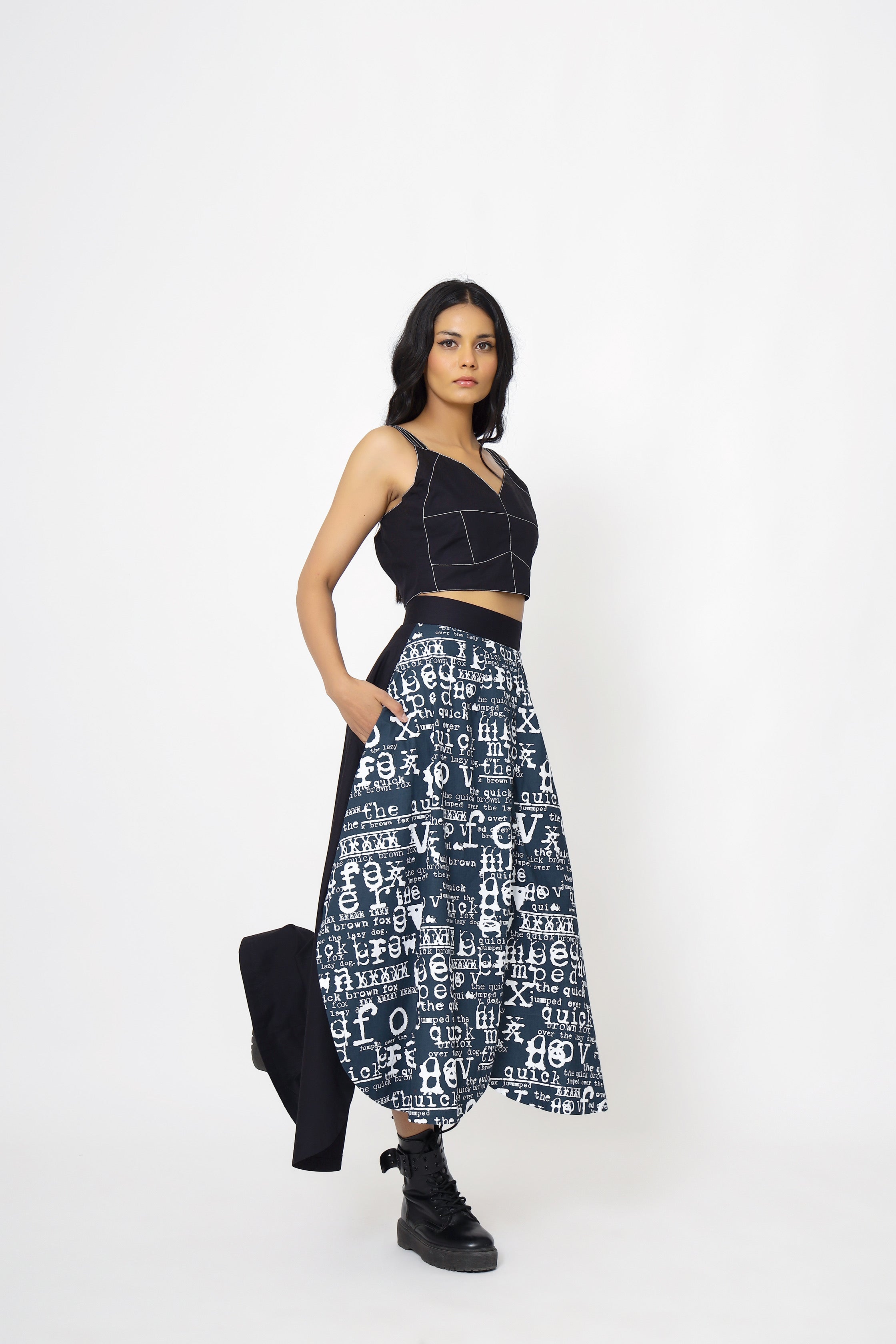 Black Skirt And Bustier Set