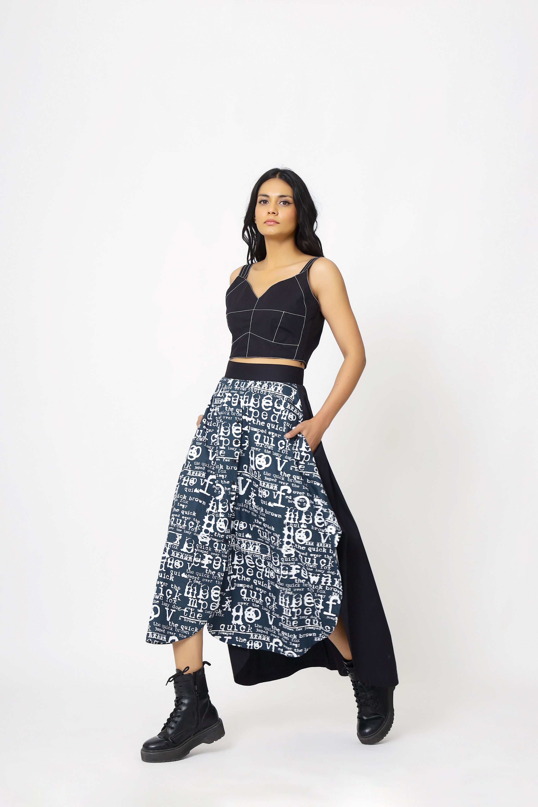 Black Skirt And Bustier Set