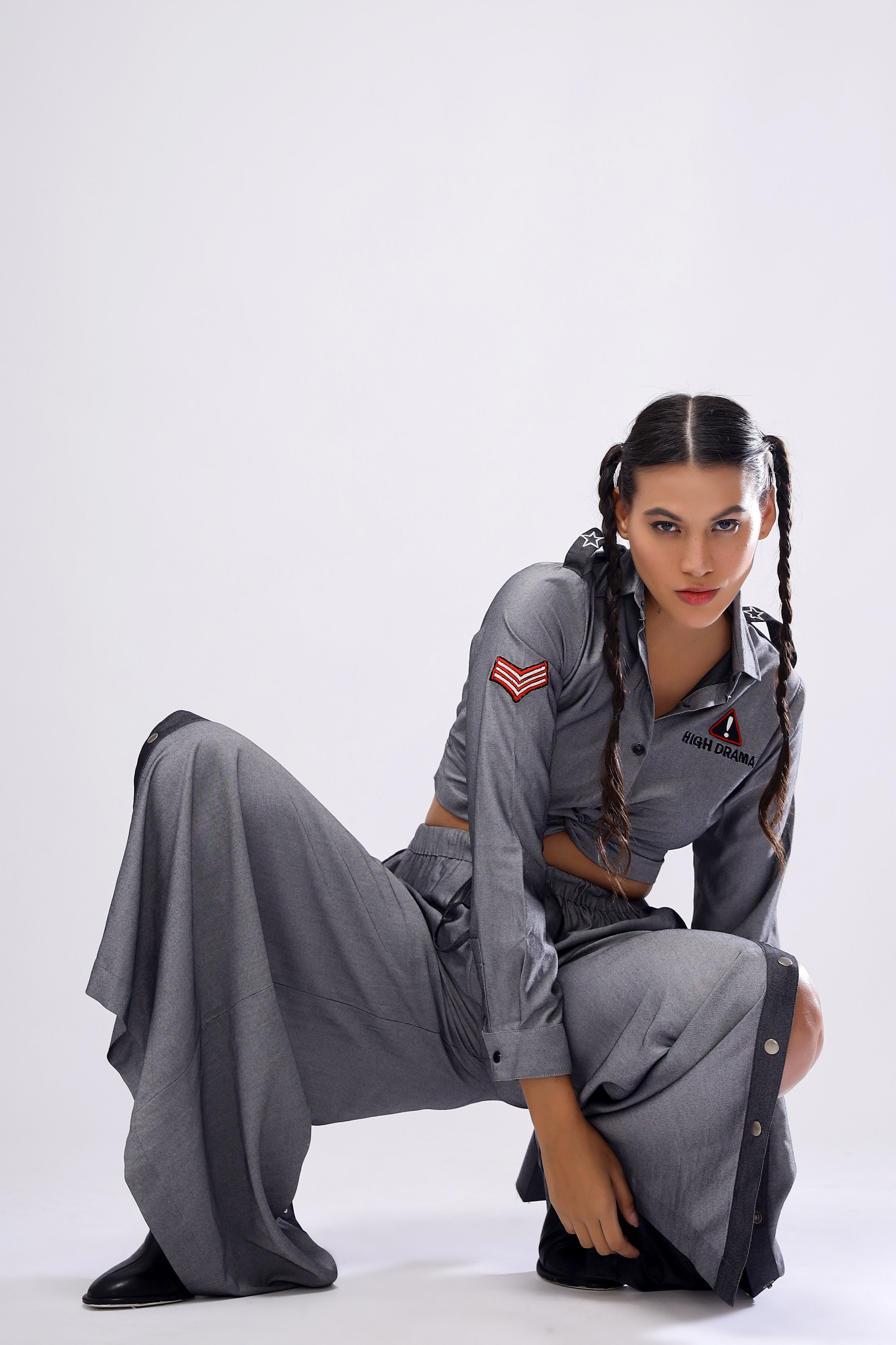 Grey Side Open Pants