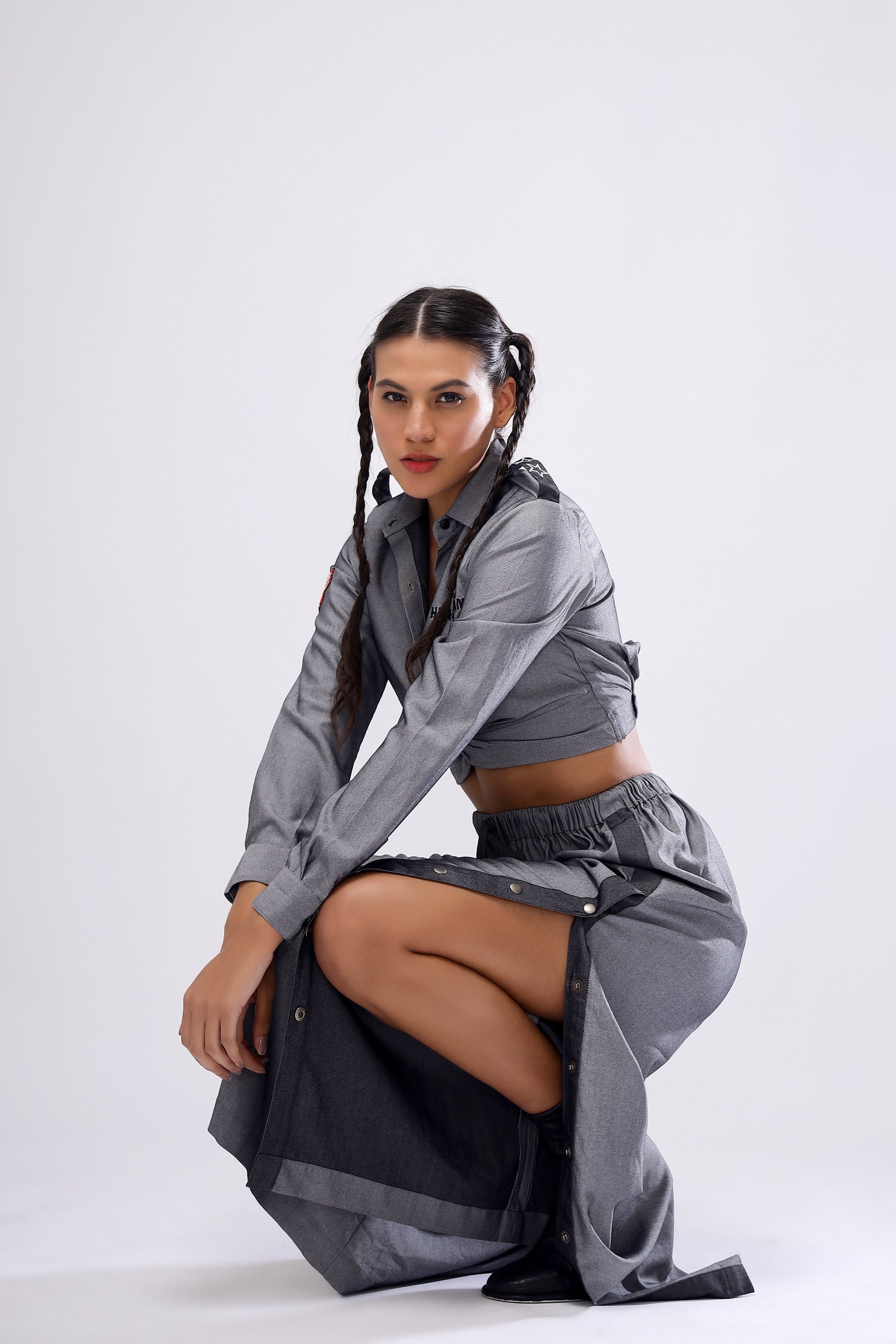 Grey Side Open Pants