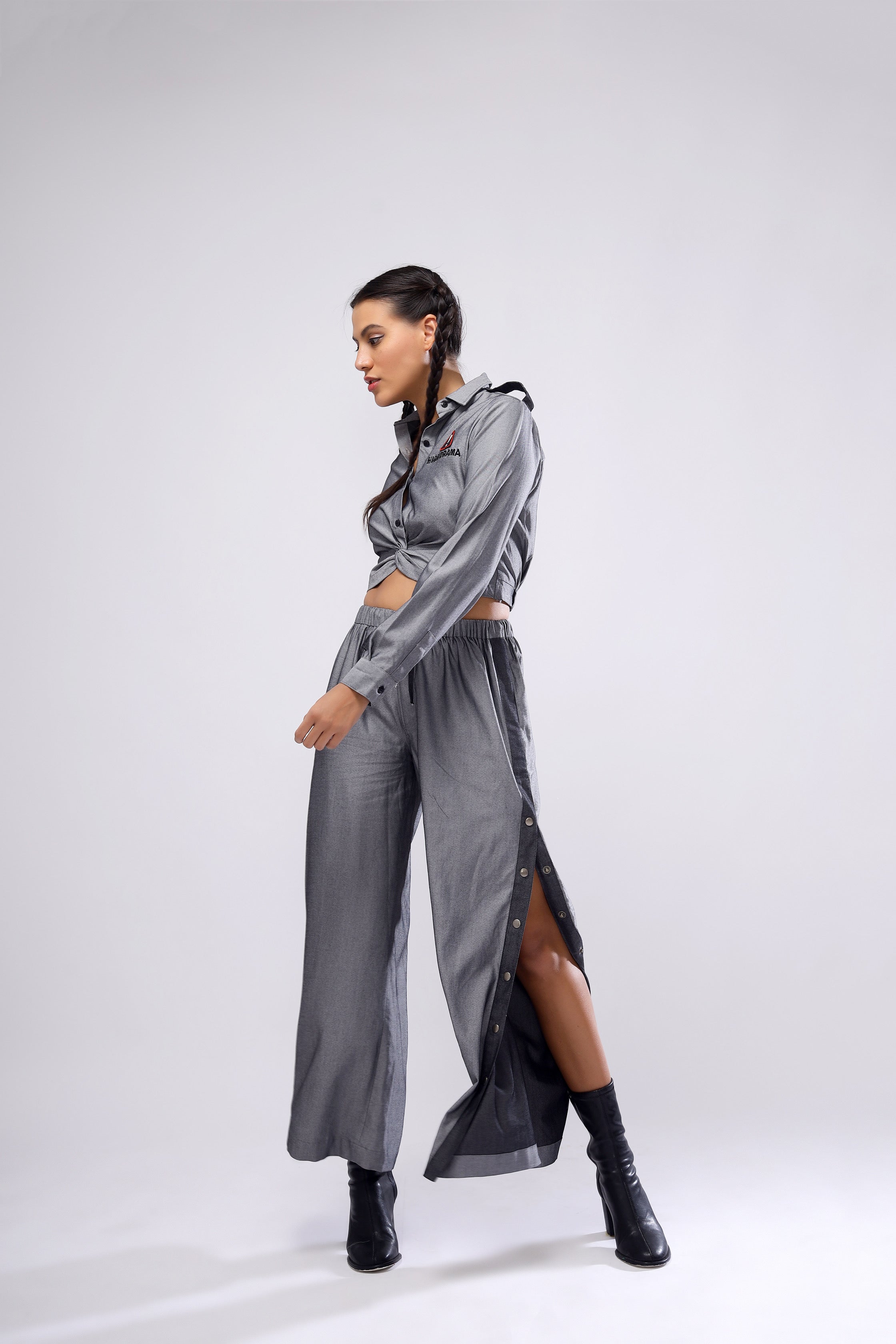 Grey Side Open Pants