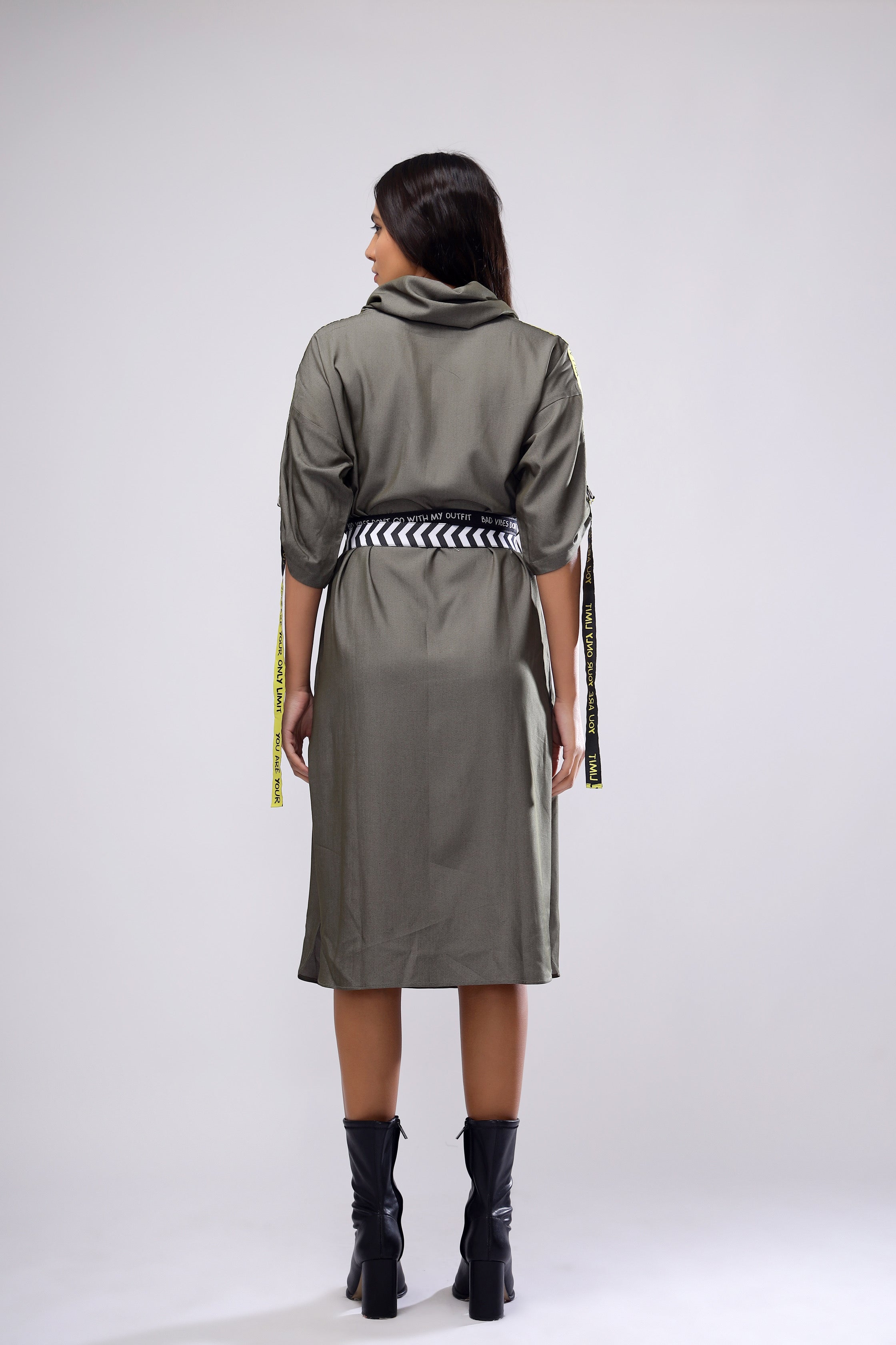 WIP Cowl Dress With Two Belts