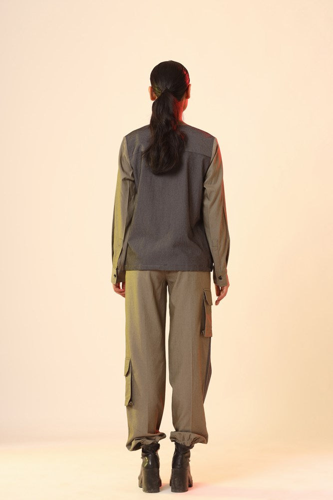 Olive Jacket And Track Pants Set