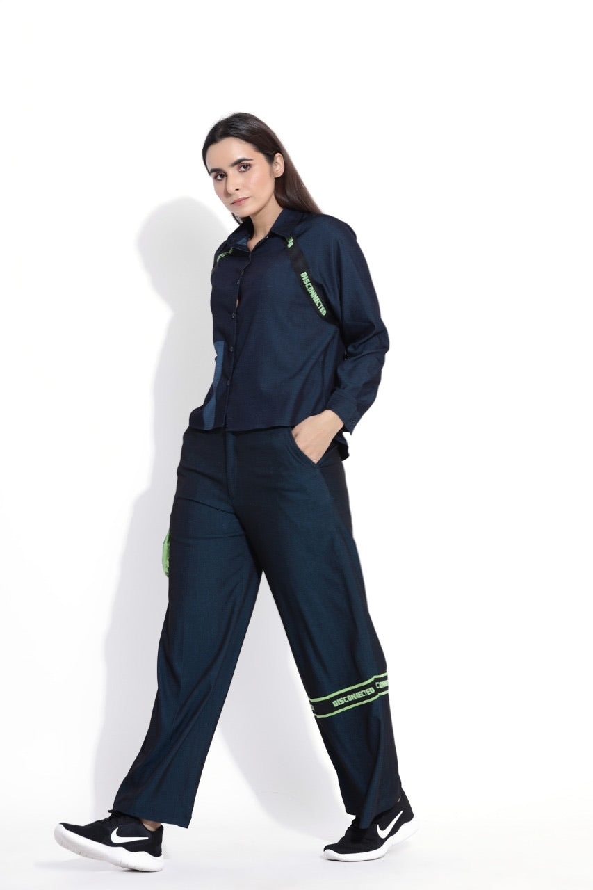 404 Straight Pants And Disconnected Shirt Set