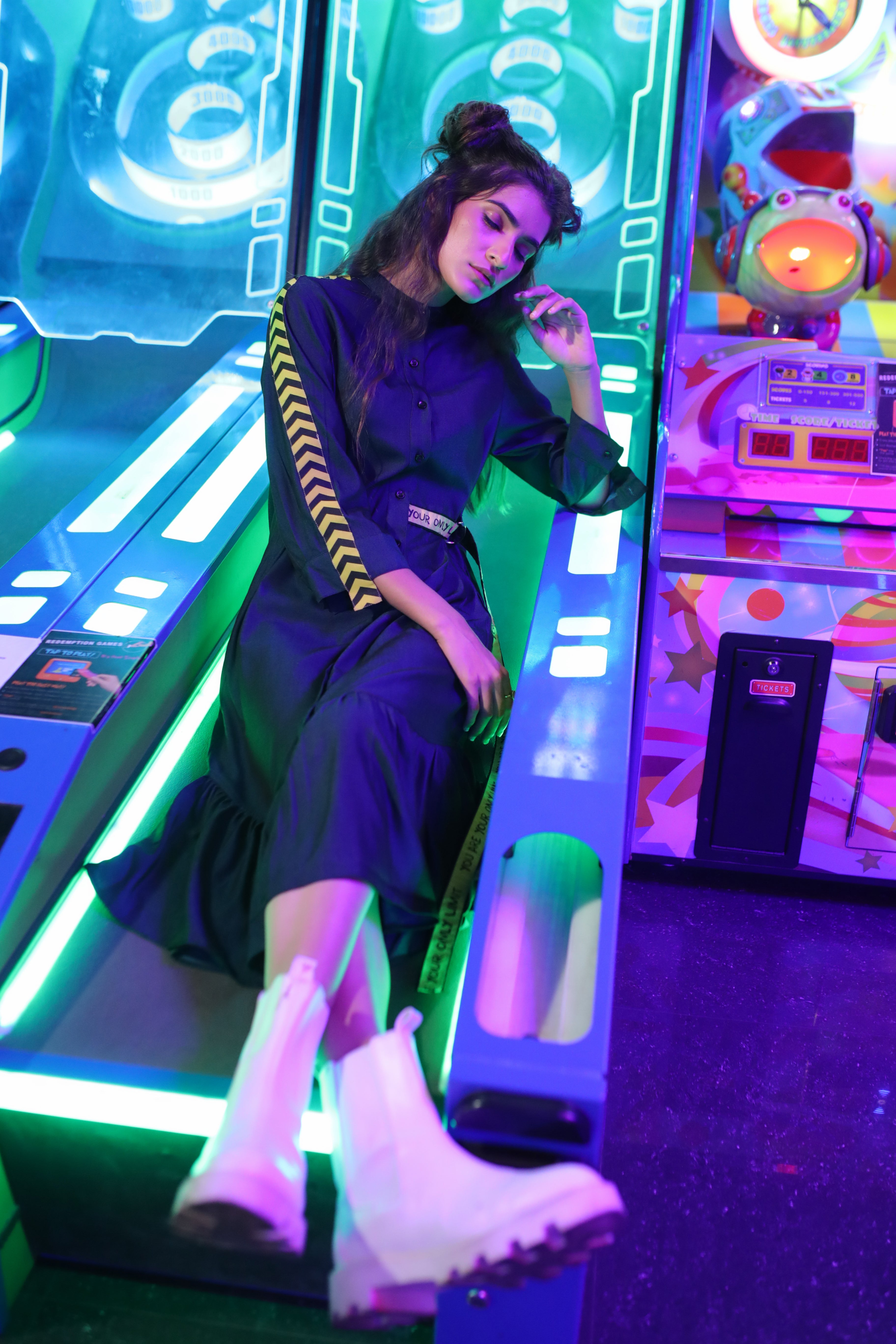 Denim Dress With Ruffles