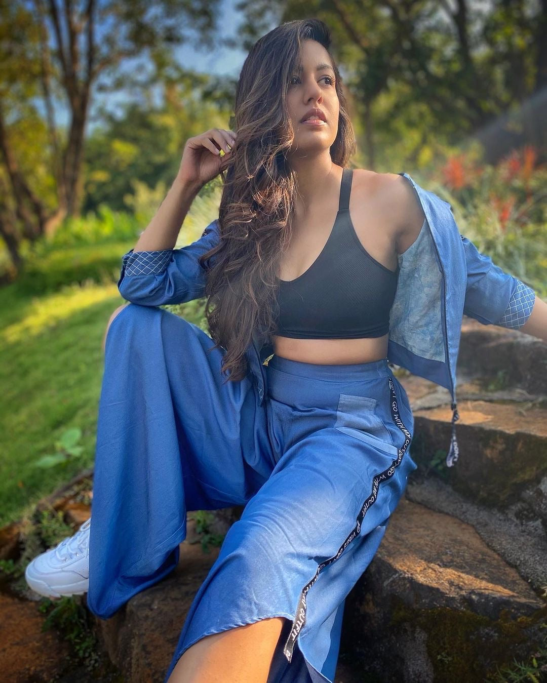 Flare Pant Crop Top And Jacket Set