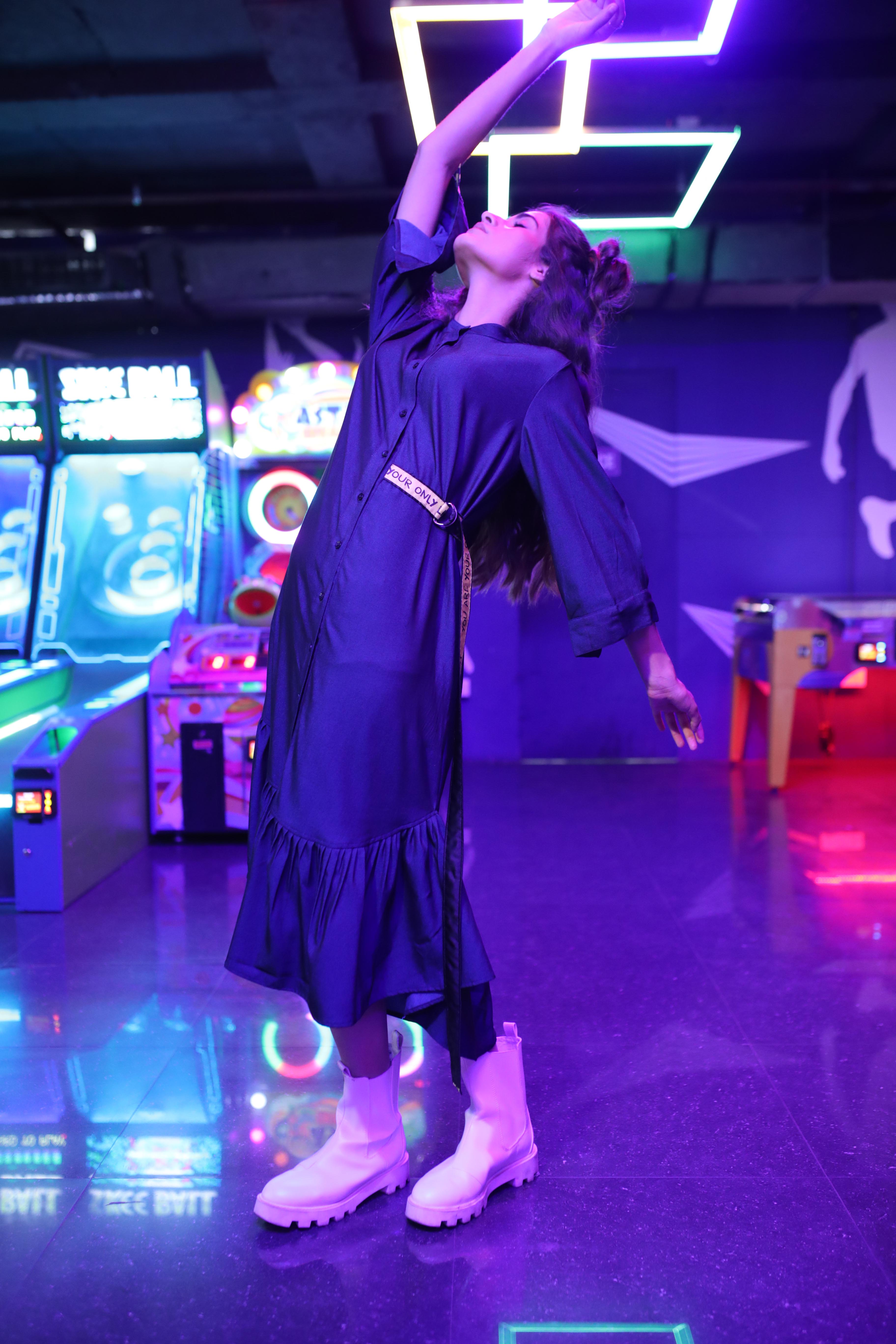 Denim Dress With Ruffles