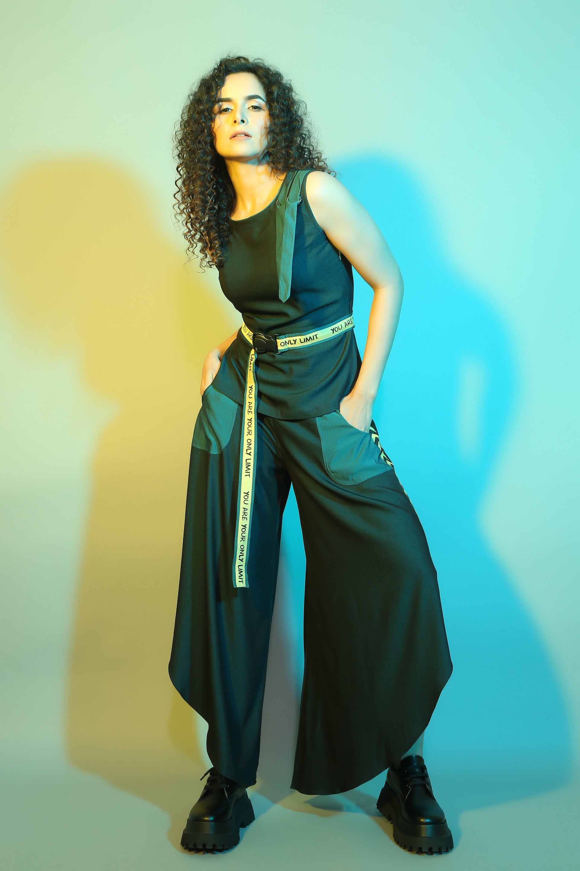 Peplum Top And Flare Pants set